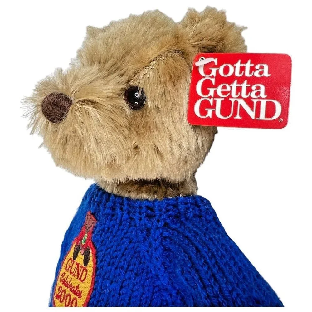 Gund COSMO‎ The Teddy Bear Plush Celebrates 2000 Stuffed Animal 13” Blue Sweater